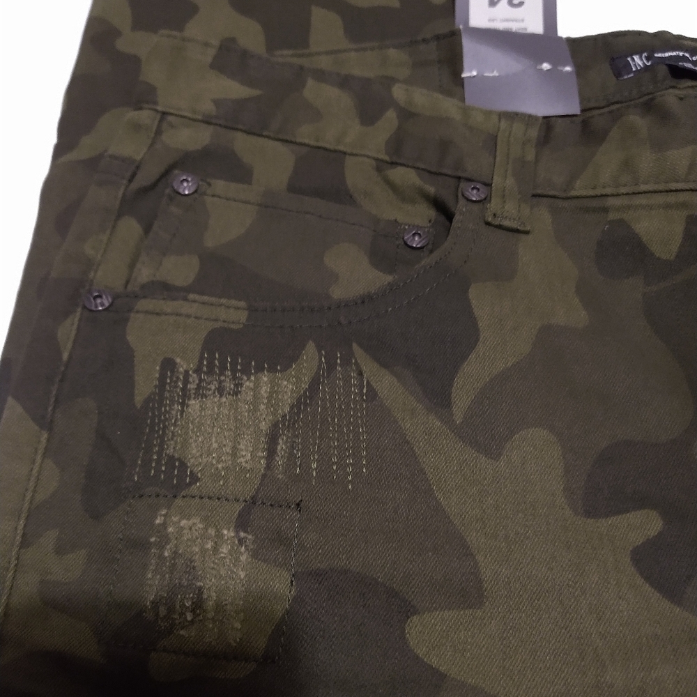 INC Berlin Slim Straight Camo Moto Jeans - Picture 3 of 16
